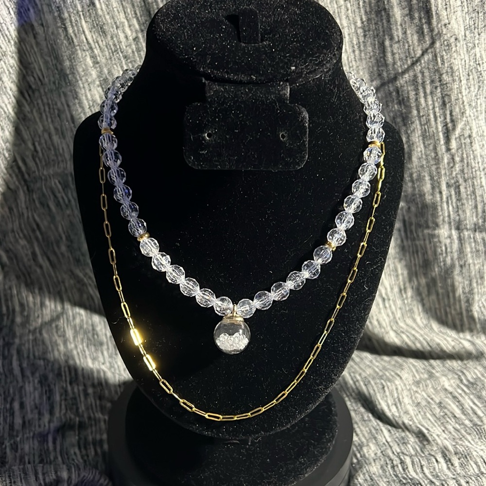 16 INCH STRETCHY BALL NECKLACE. 20 INCH CHAIN WITH AN EXTENDER. HANDMADE BY ME.